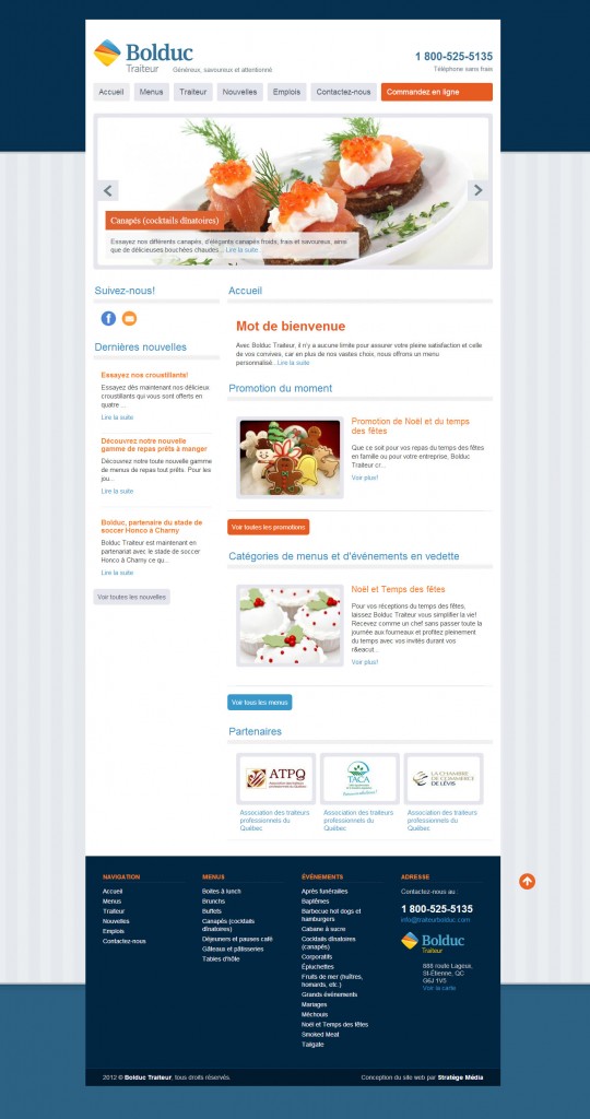 Bolduc Traiteur, nouveau site web